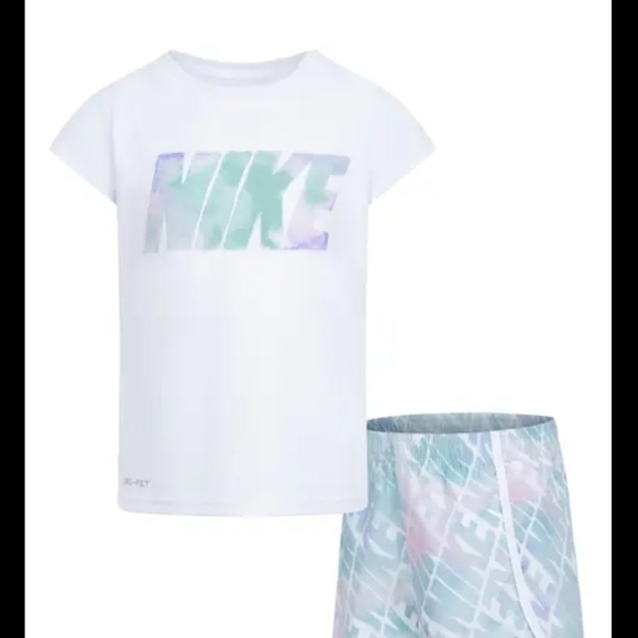 Nike Kids' White and Pastel Logo T-Shirt and Shorts Set - Picture 2 of 15